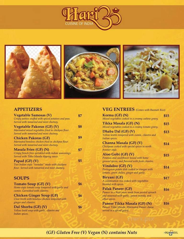 Hari Om Cuisine of India - Fairbanks, AK menu_pic