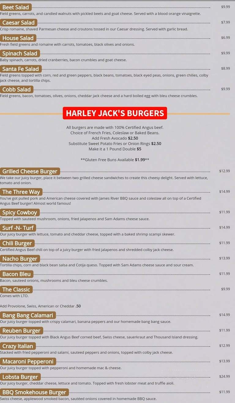Harley Jack's Burgers & Brews - Ossipee, NH menu_pic