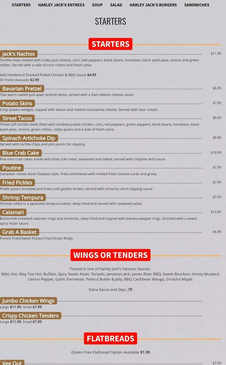 Harley Jack's Burgers & Brews - Ossipee, NH menu_pic