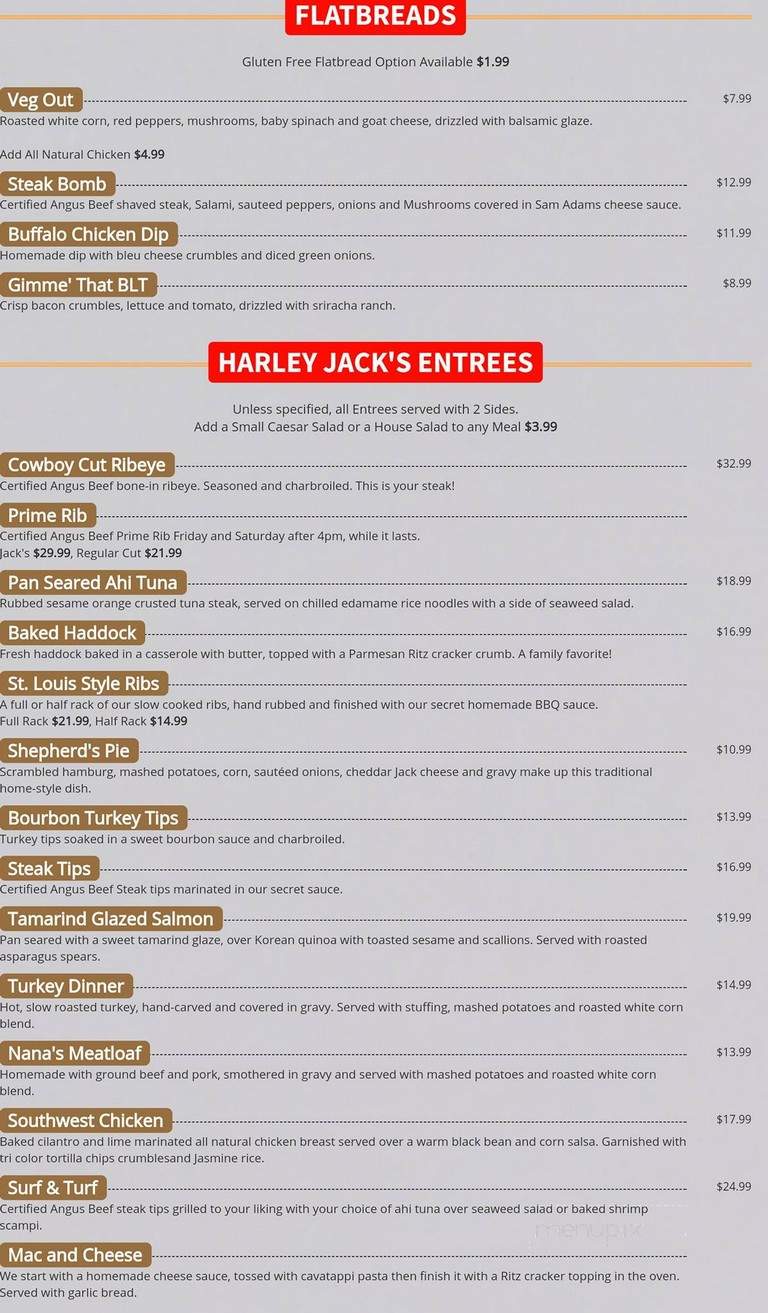 Harley Jack's Burgers & Brews - Ossipee, NH menu_pic
