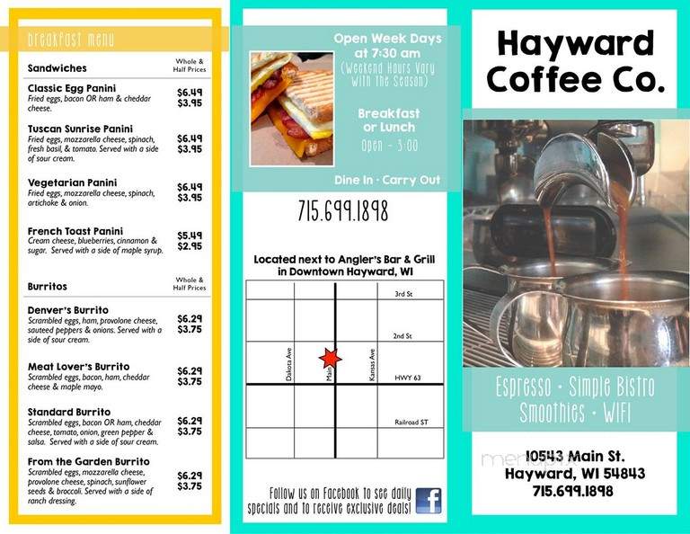 Hayward Coffee - Hayward, WI menu_pic