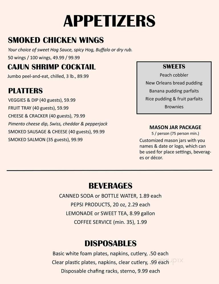 Hog Wild BBQ - Lakewood, NY menu_pic
