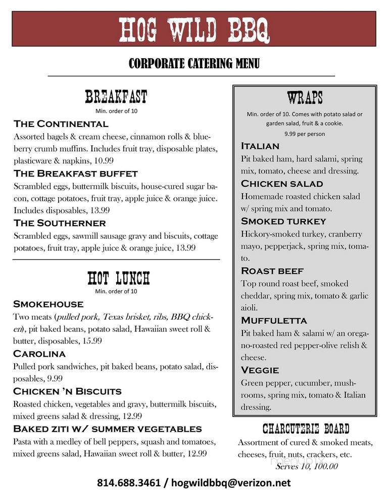 Hog Wild BBQ - Lakewood, NY menu_pic