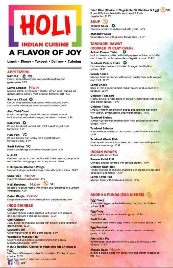 Holi Indian Cuisine - Dothan, AL menu_pic