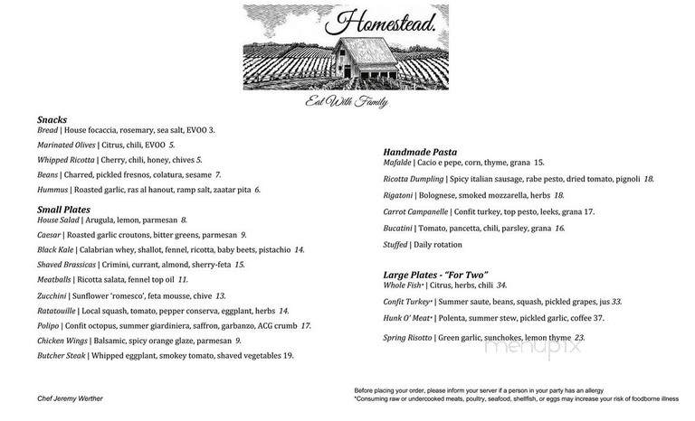Homestead. - Northampton, MA menu_pic