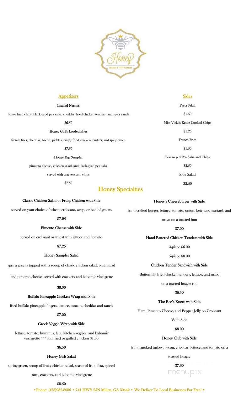 Honey Caffe - Millen, GA menu_pic