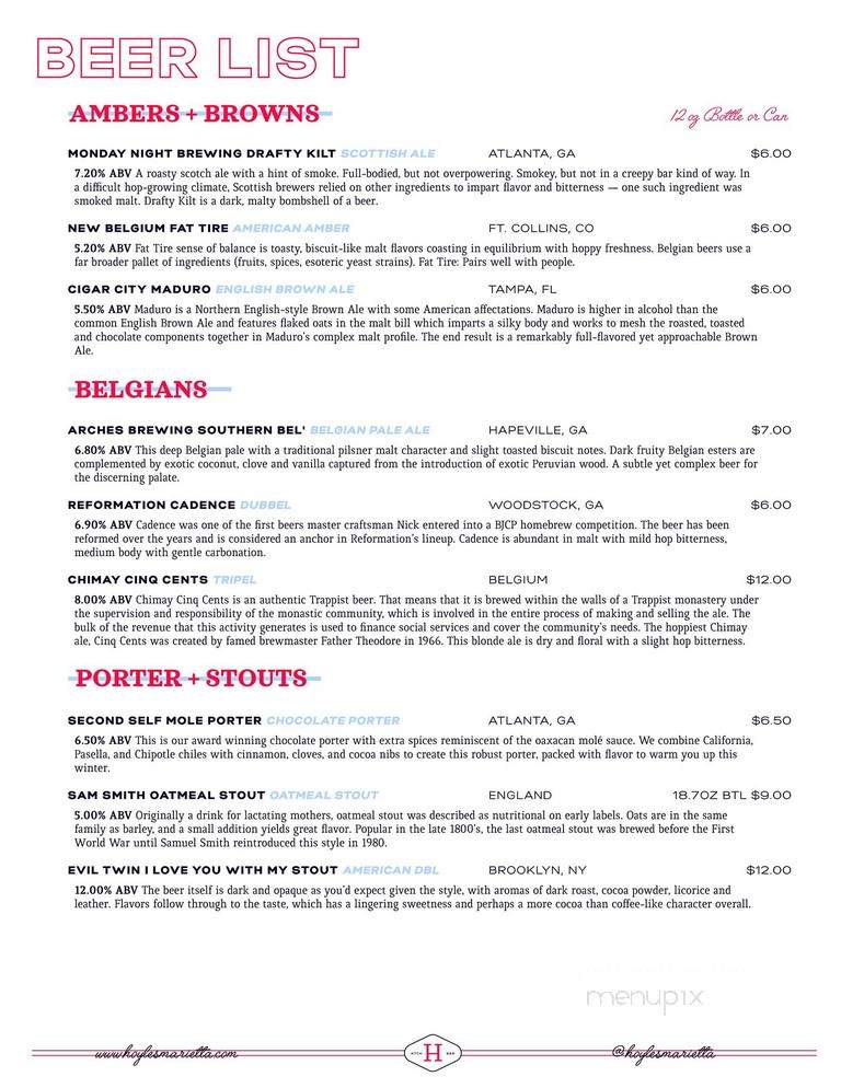 Hoyle's Kitchen & Bar - Marietta, GA menu_pic