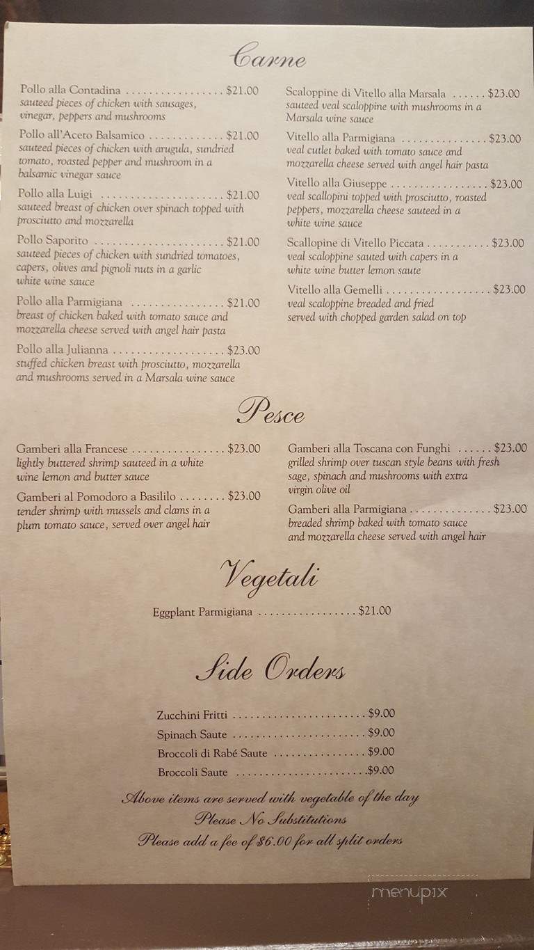 I Gemelli Ristorante - Woodland Park, NJ menu_pic