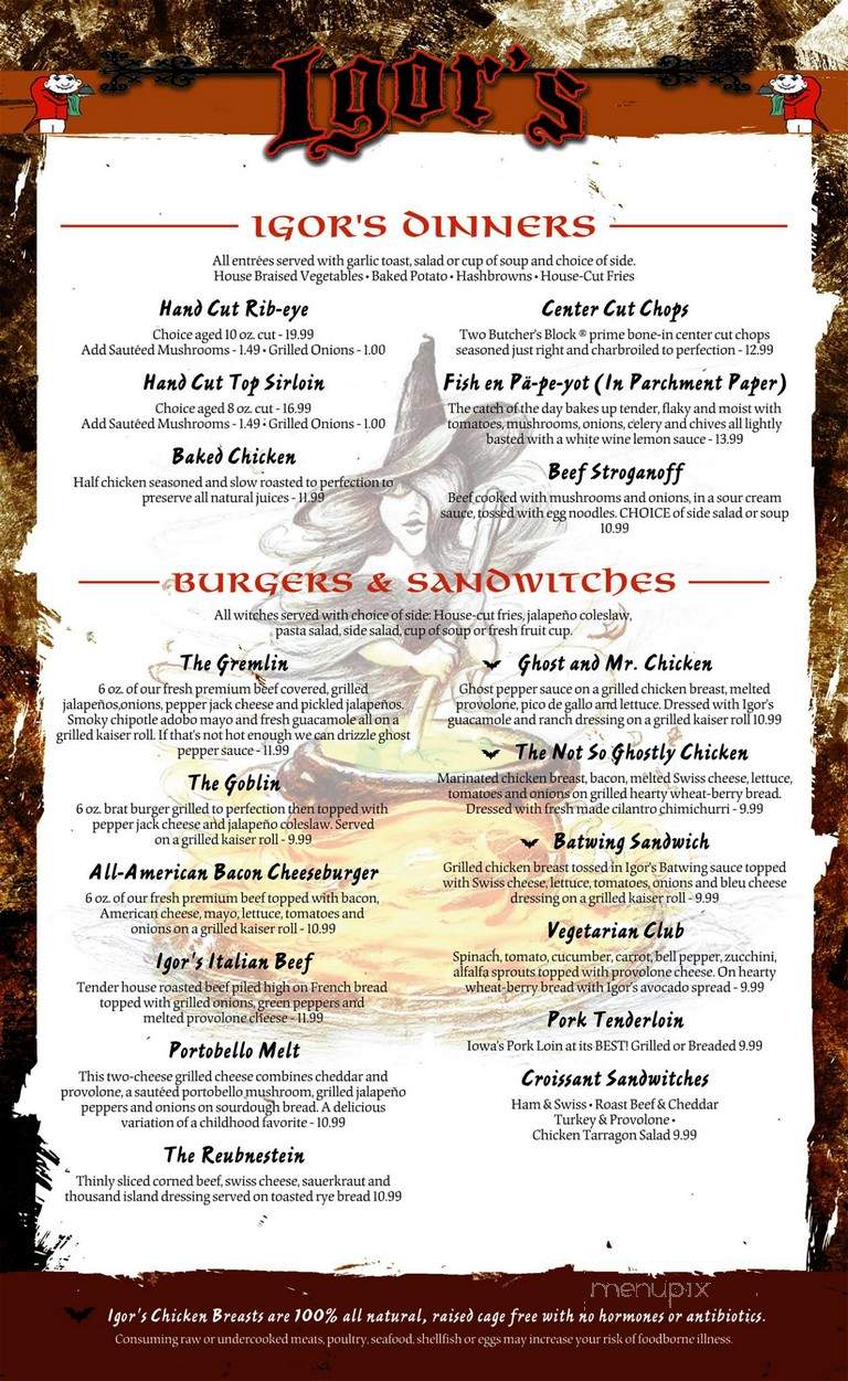 Igor's Bistro - Rock Island, IL menu_pic