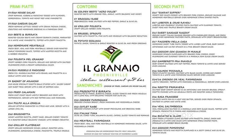 IL Granaio - Phoenixville, PA menu_pic