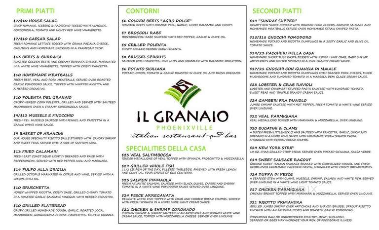 IL Granaio - Phoenixville, PA menu_pic