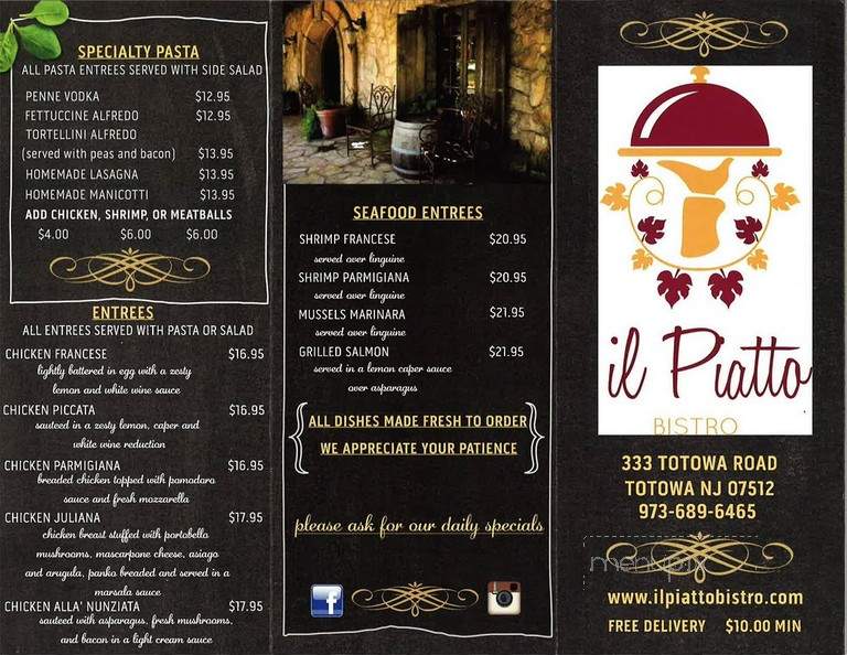 Il Piatto Bistro - Totowa, NJ menu_pic