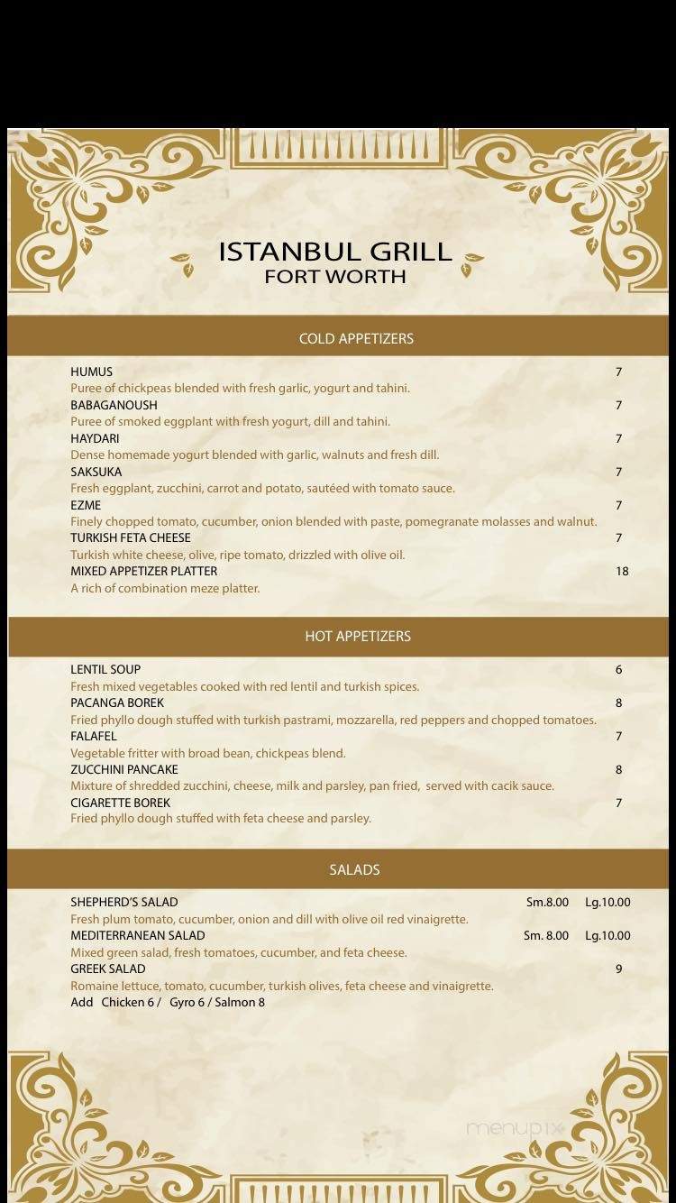 Istanbul Grill - Fort Worth, TX menu_pic