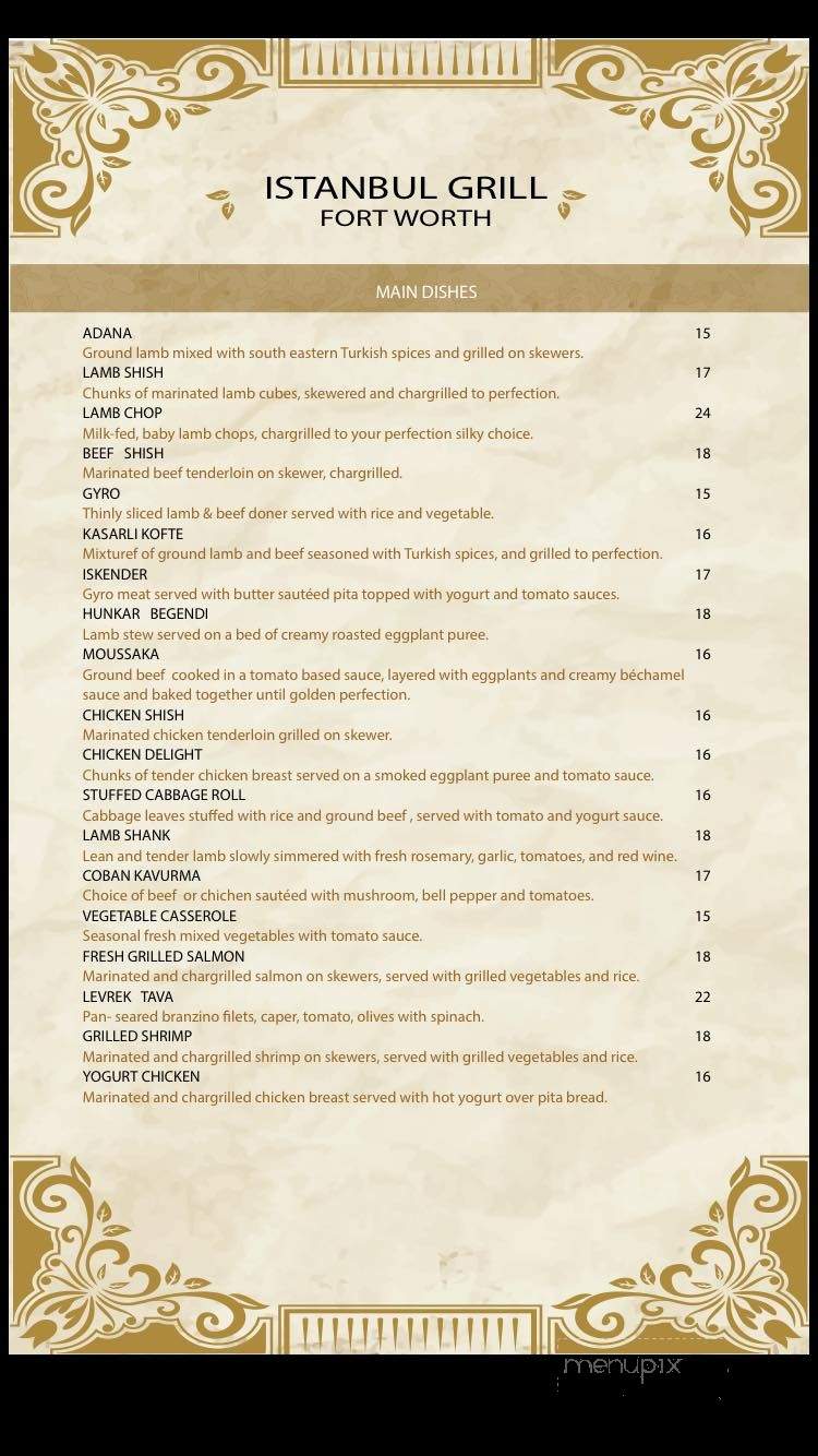 Istanbul Grill - Fort Worth, TX menu_pic