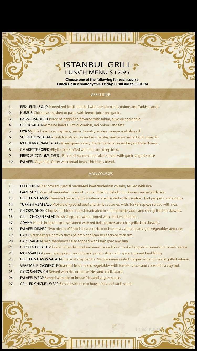 Istanbul Grill - Fort Worth, TX menu_pic