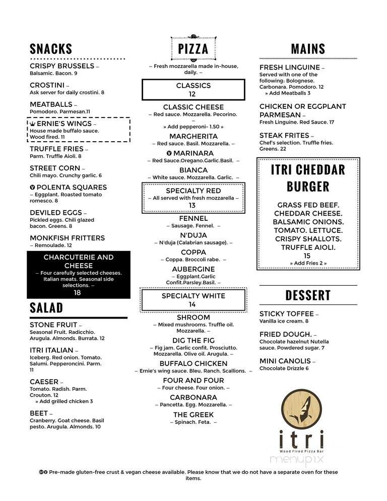 Itri Wood Fired Pizza Bar - Bristol, PA menu_pic