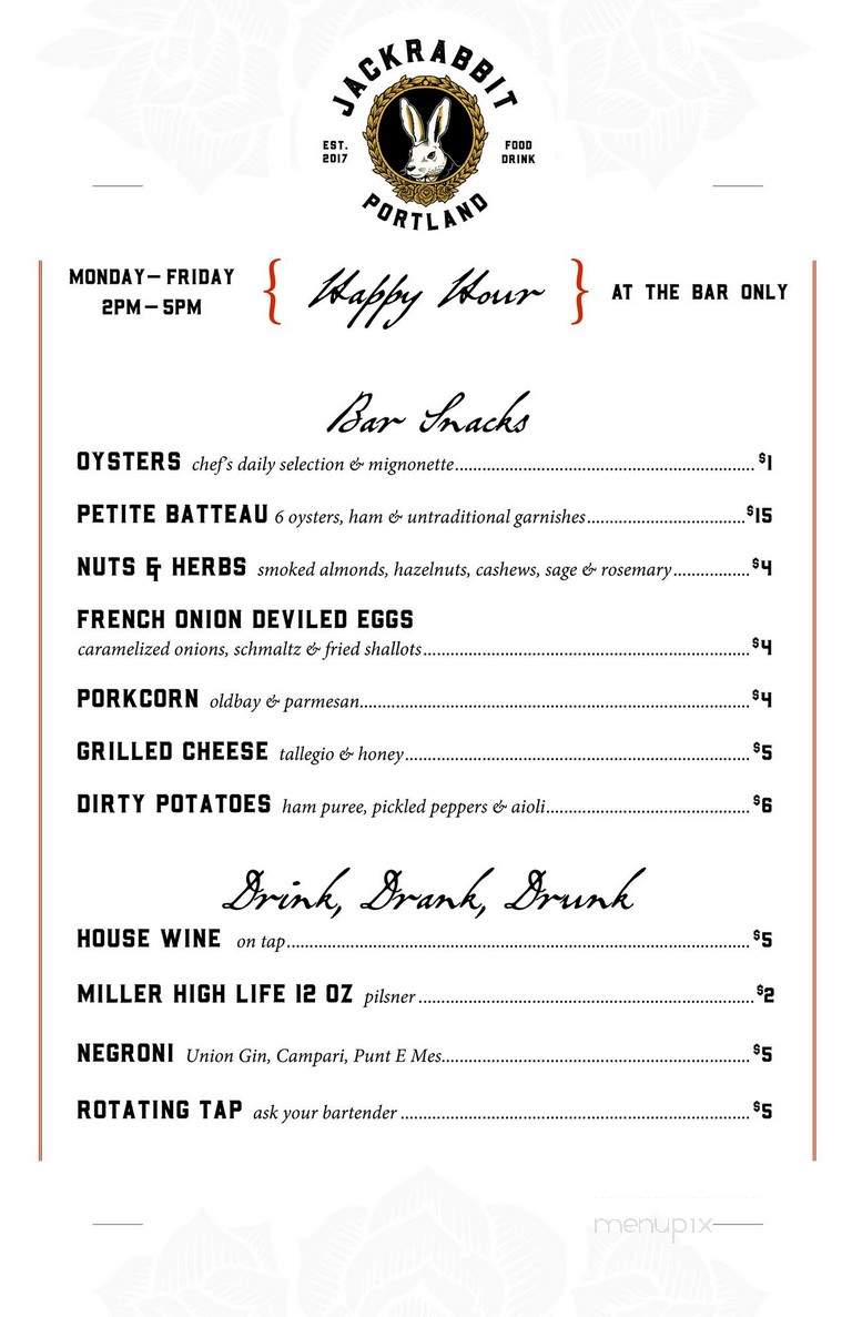 Jackrabbit - Portland, OR menu_pic