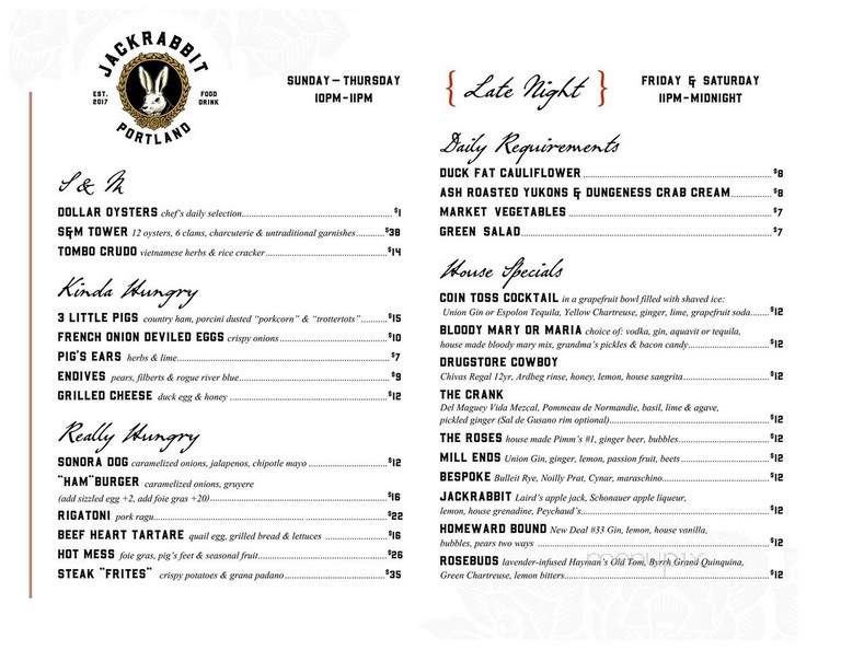 Jackrabbit - Portland, OR menu_pic