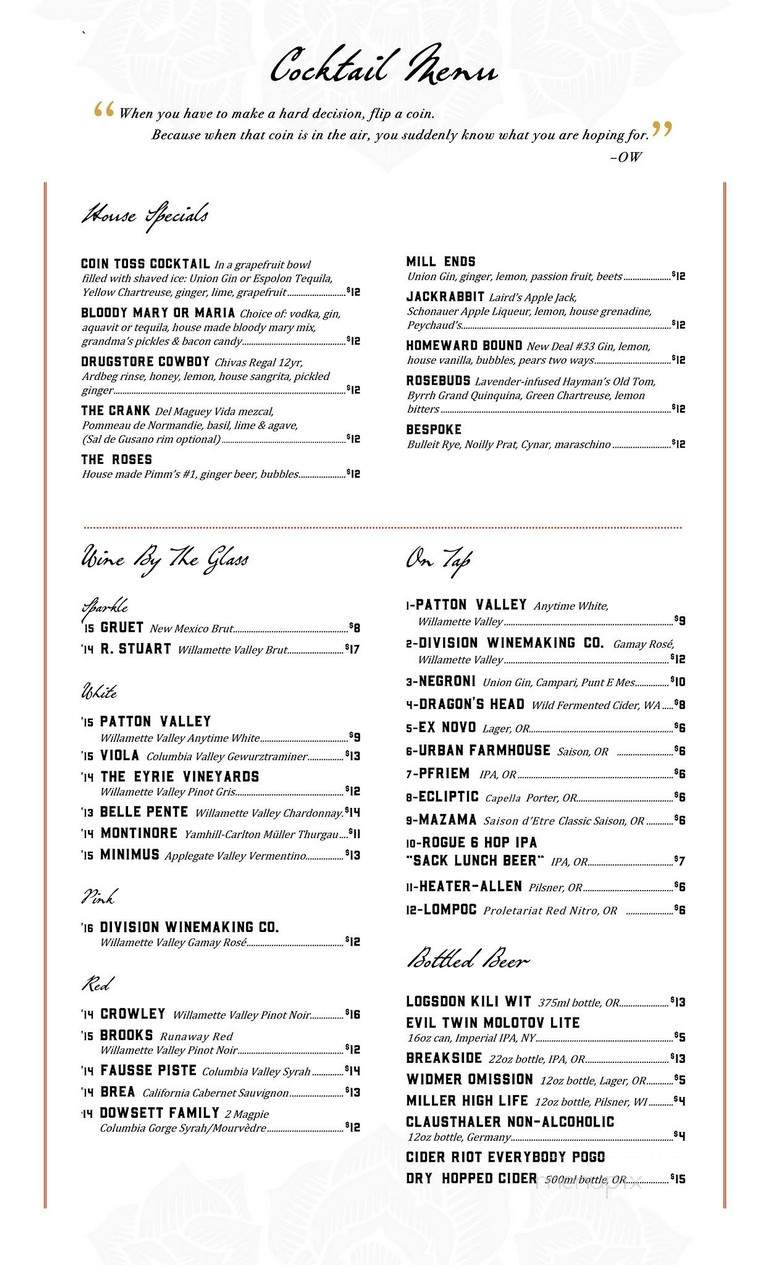 Jackrabbit - Portland, OR menu_pic
