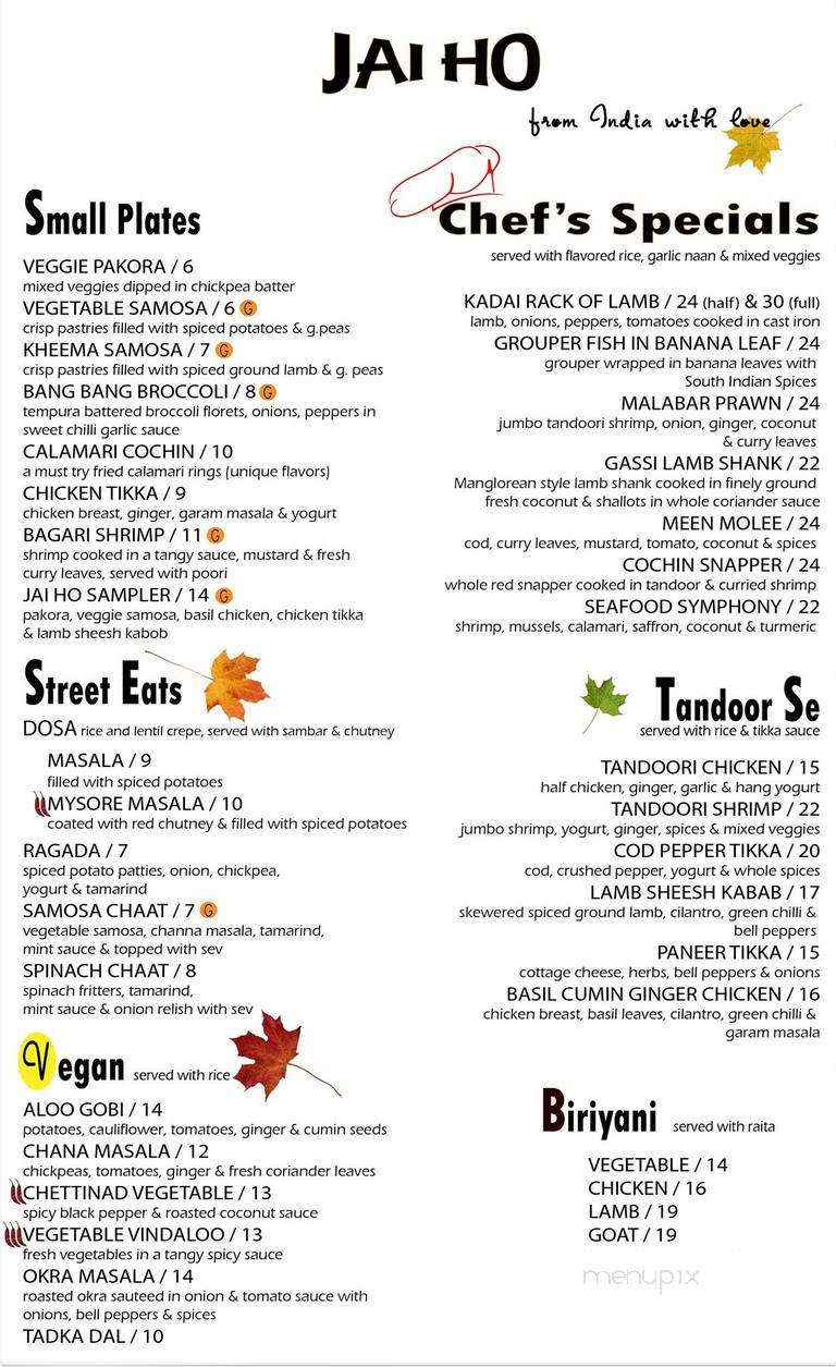 Jai Ho Indian Kitchen & Bar - Atlanta, GA menu_pic