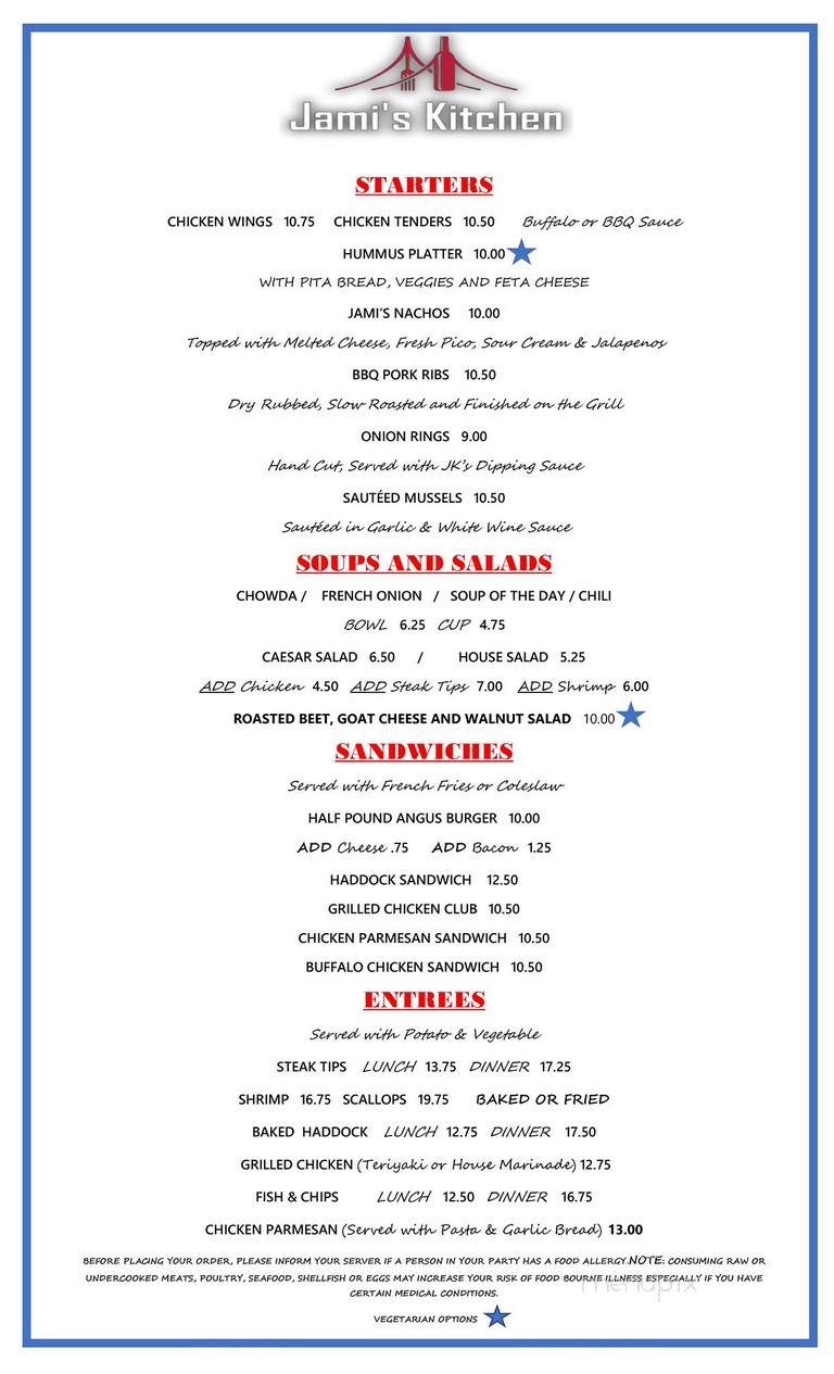 Jami's Kitchen - Salem, MA menu_pic