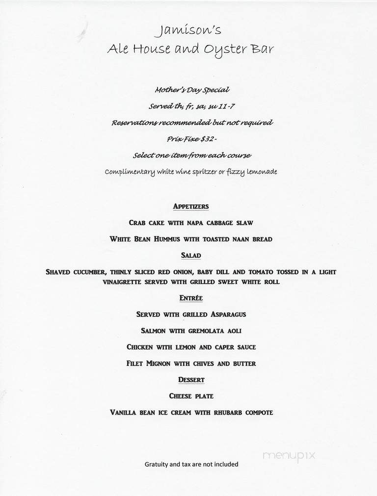 Jamison's Ale House - Amador City, CA menu_pic