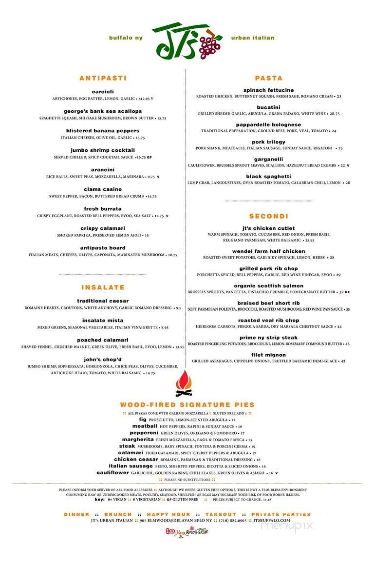 Jt's Urban Italian - Buffalo, NY menu_pic
