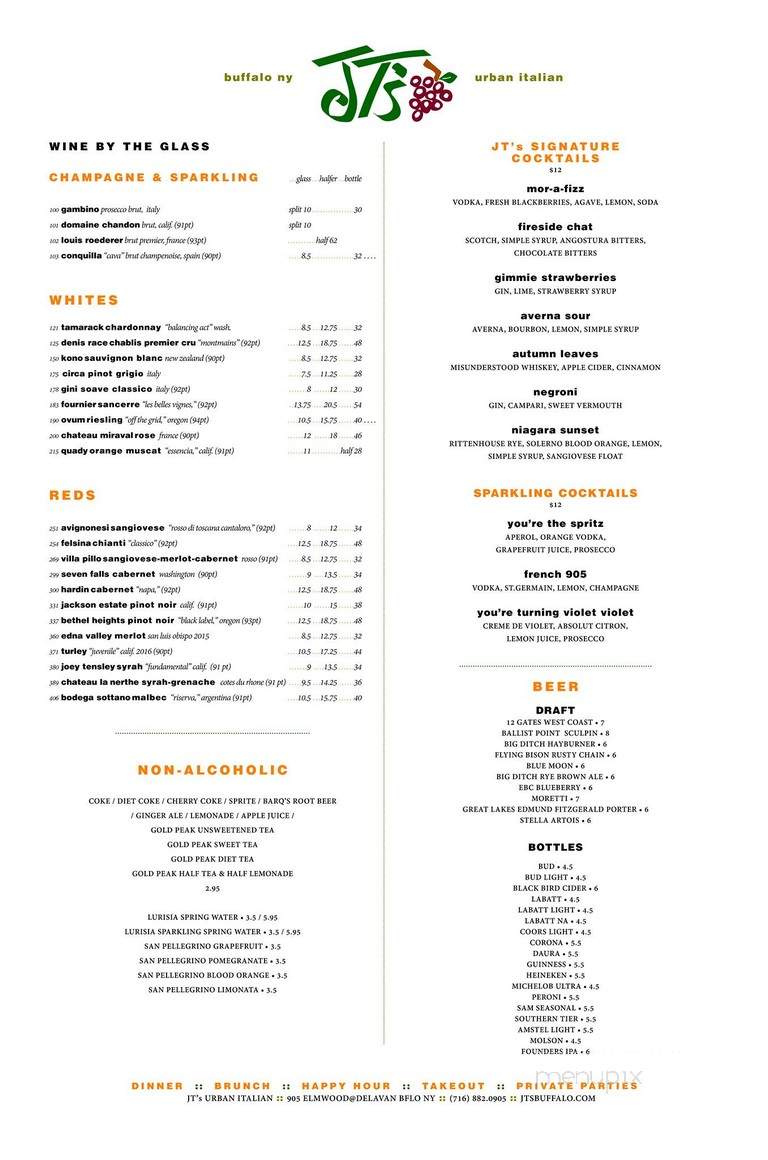 Jt's Urban Italian - Buffalo, NY menu_pic