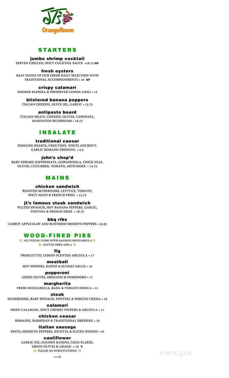 Jt's Urban Italian - Buffalo, NY menu_pic
