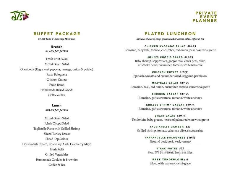 Jt's Urban Italian - Buffalo, NY menu_pic
