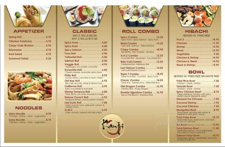 Kanji sushi hibachi - Summerville, SC menu_pic