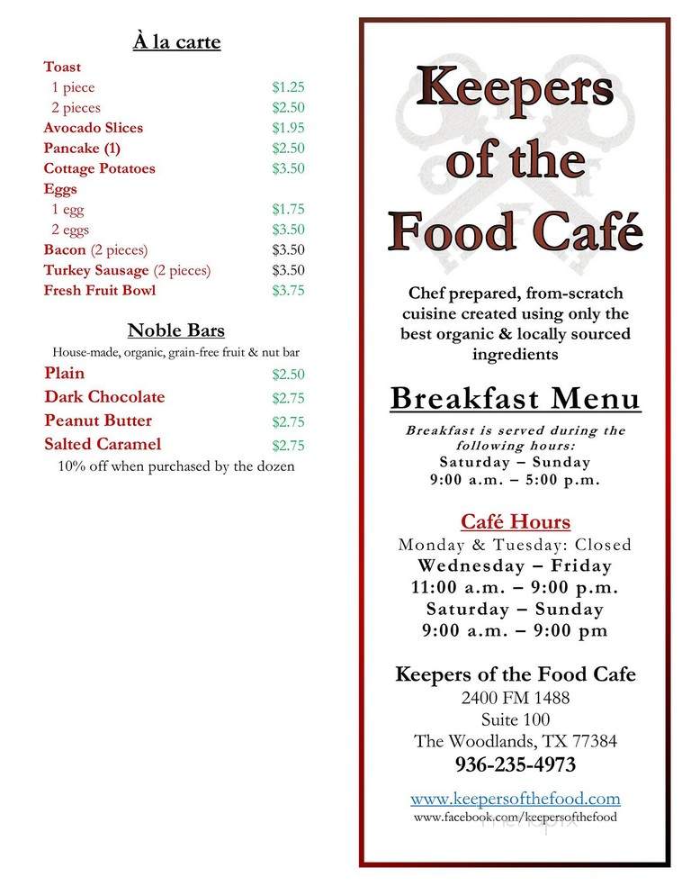 Keepers Of The Food Cafe - The Woodlands, TX