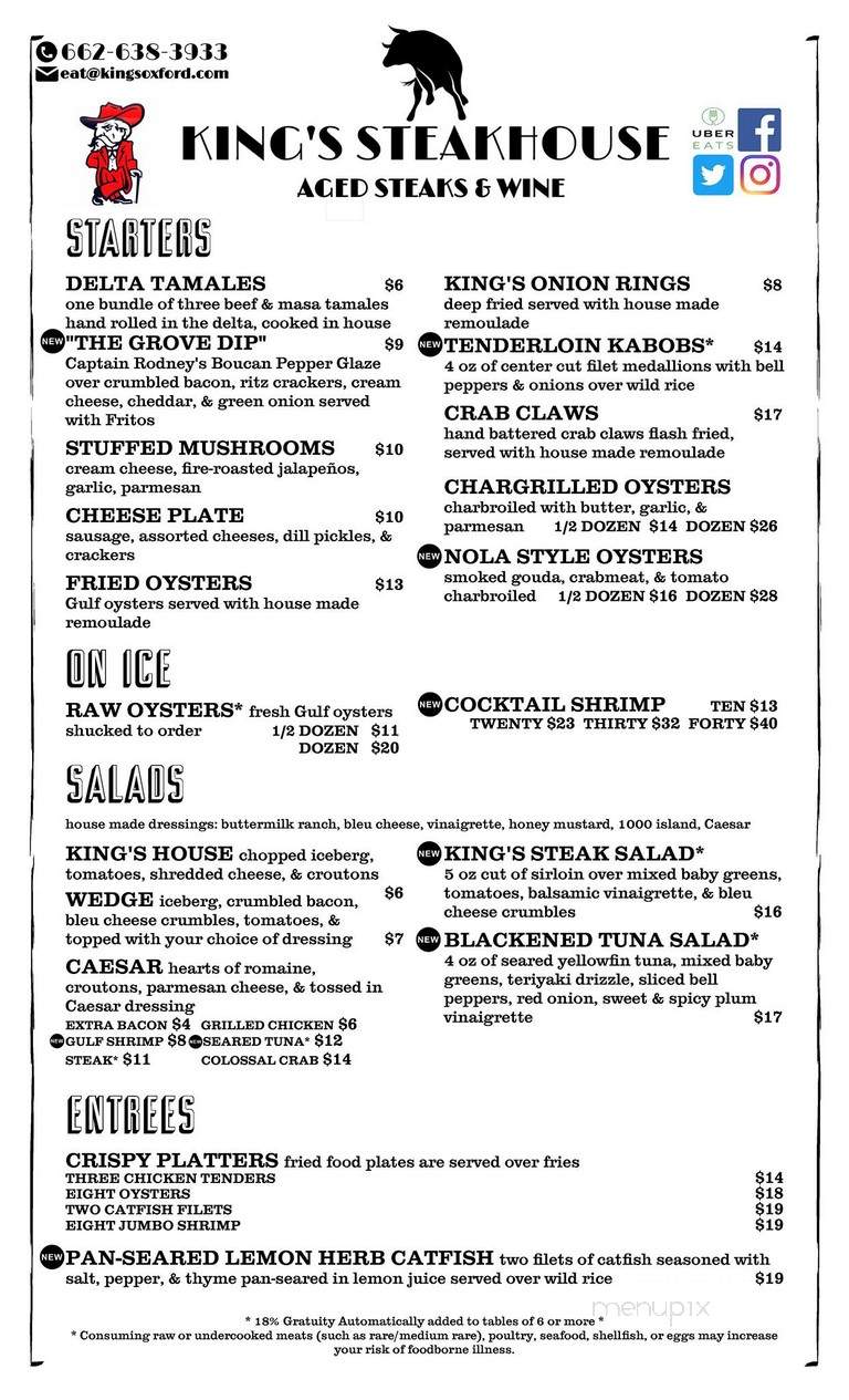 King's - Oxford, MS menu_pic