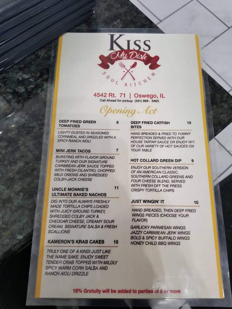 Kiss My Dish Soul Kitchen - Oswego, IL menu_pic