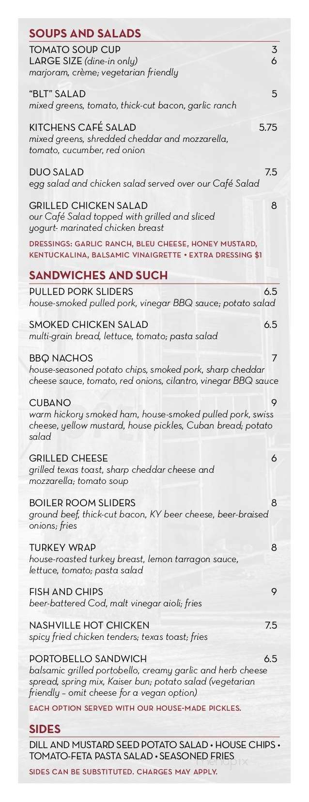 Kitchens Cafe - Paducah, KY menu_pic