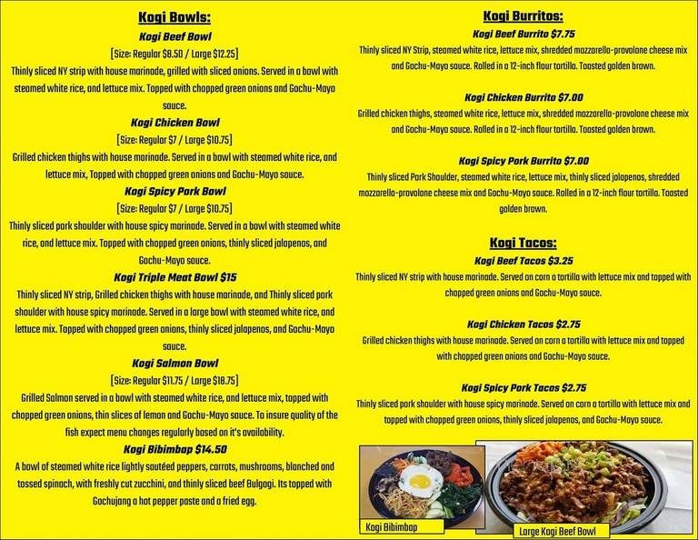 Kogi Grill - Largo, FL menu_pic