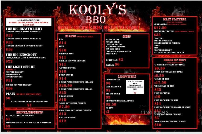 Kooly's BBQ - Dallas, TX menu_pic