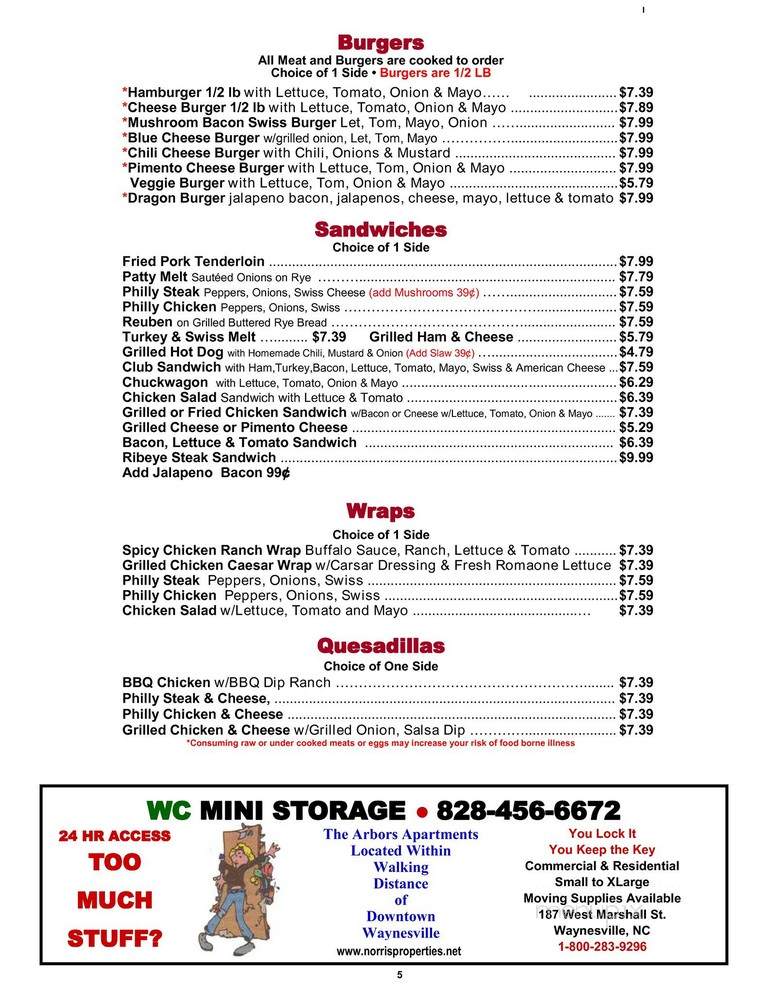 Kornerstone Kafe - Waynesville, NC menu_pic