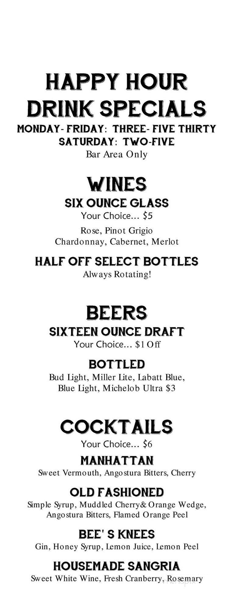 Kruse & Muer on Woodward - Royal Oak, MI menu_pic