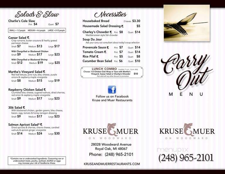 Kruse & Muer on Woodward - Royal Oak, MI menu_pic