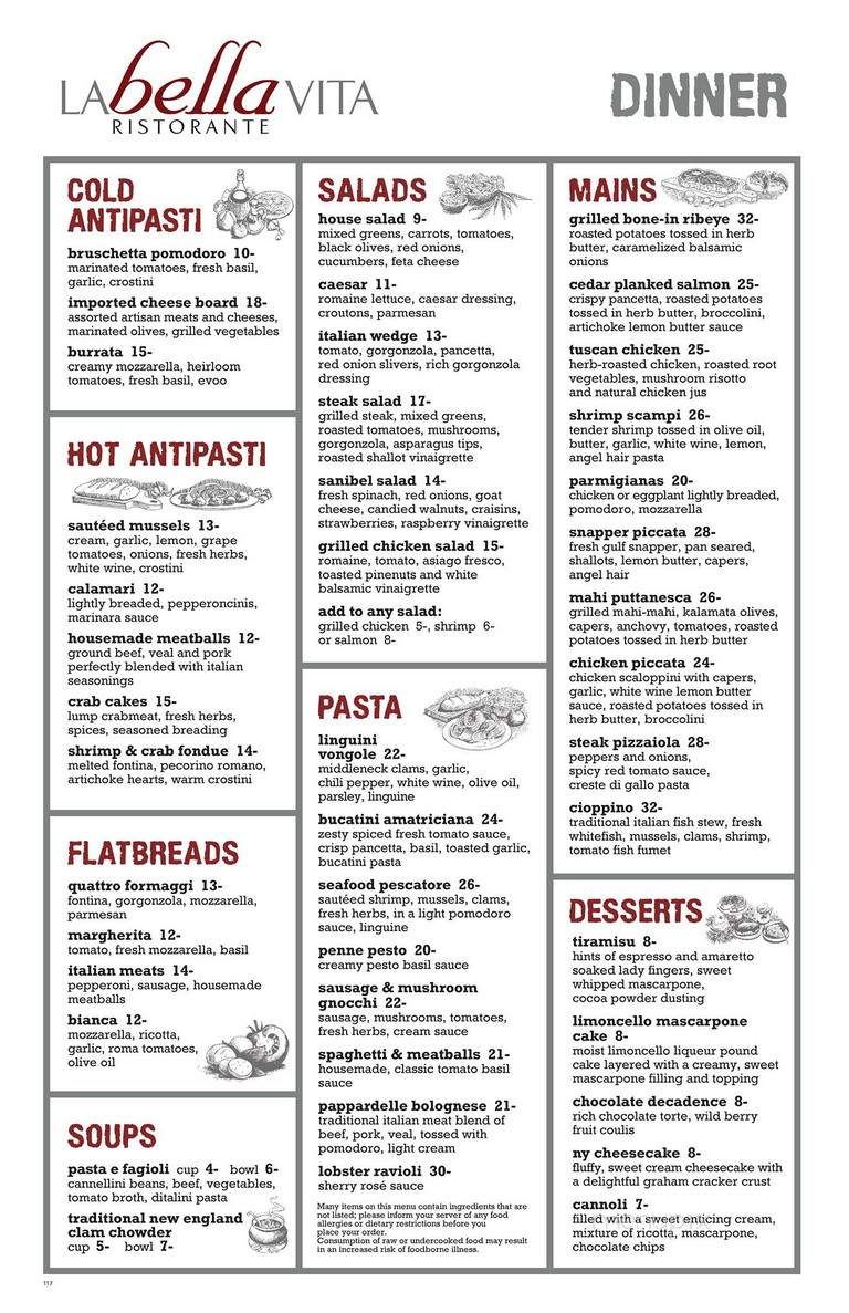 La Bella Vita Ristorante - Sanibel, FL menu_pic