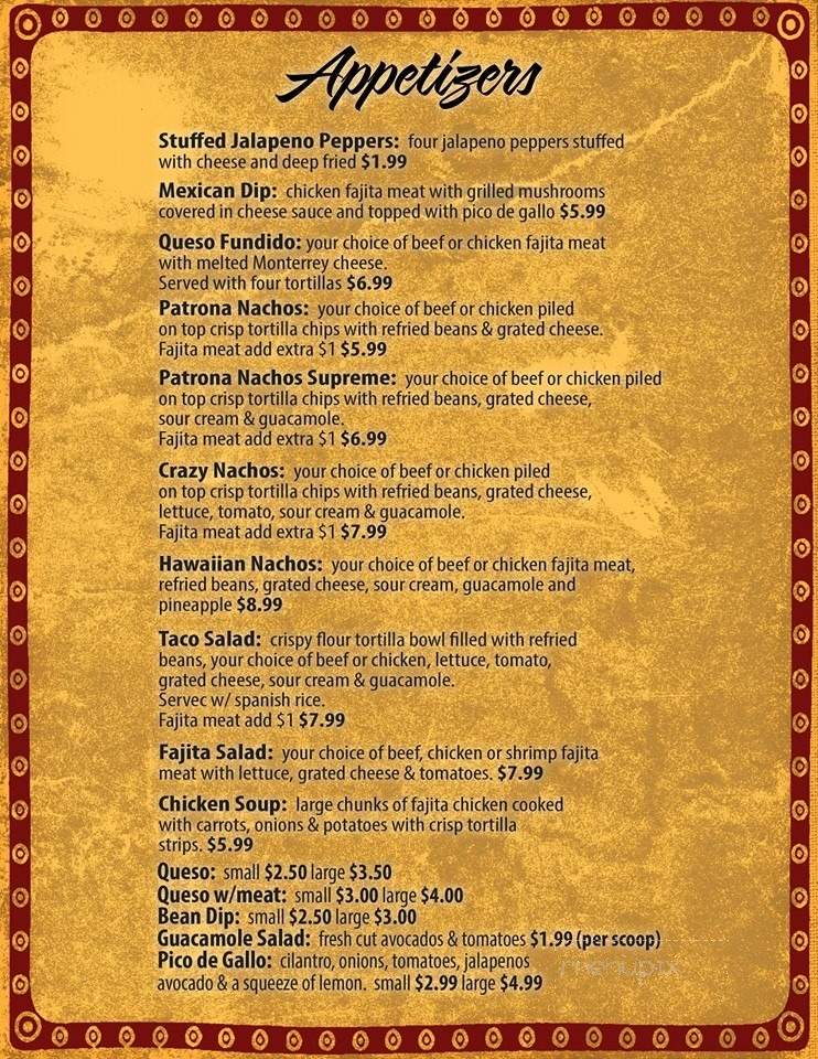 La Patrona - Bristow, OK menu_pic