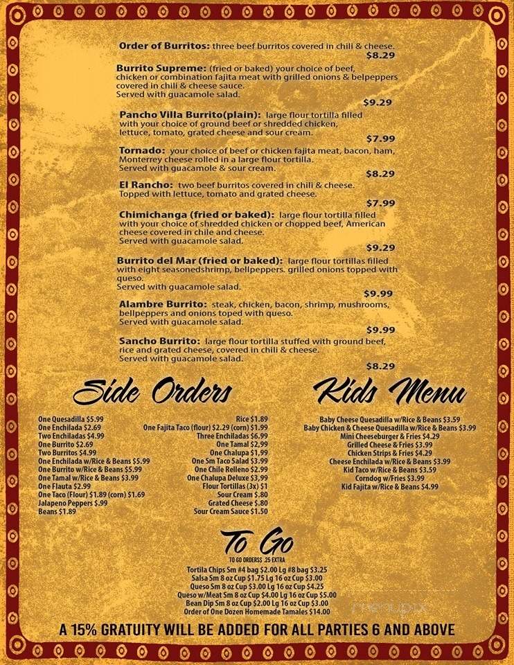 La Patrona - Bristow, OK menu_pic