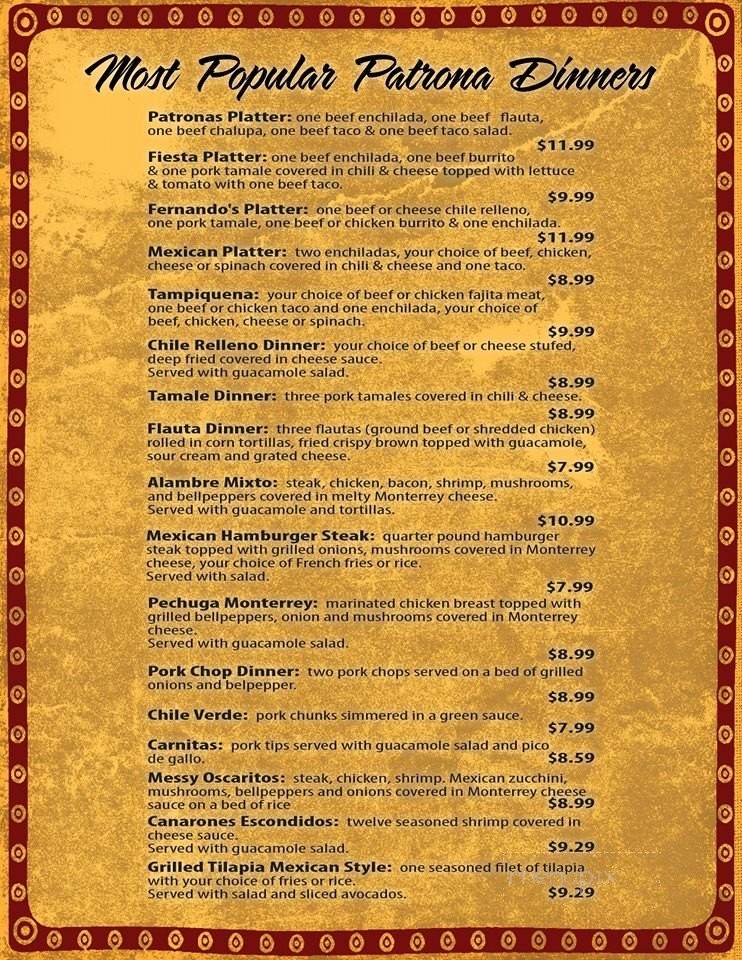 La Patrona - Bristow, OK menu_pic