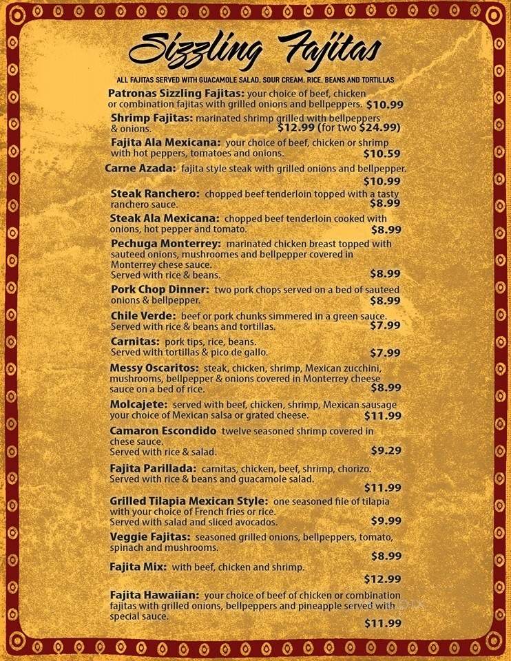 La Patrona - Bristow, OK menu_pic