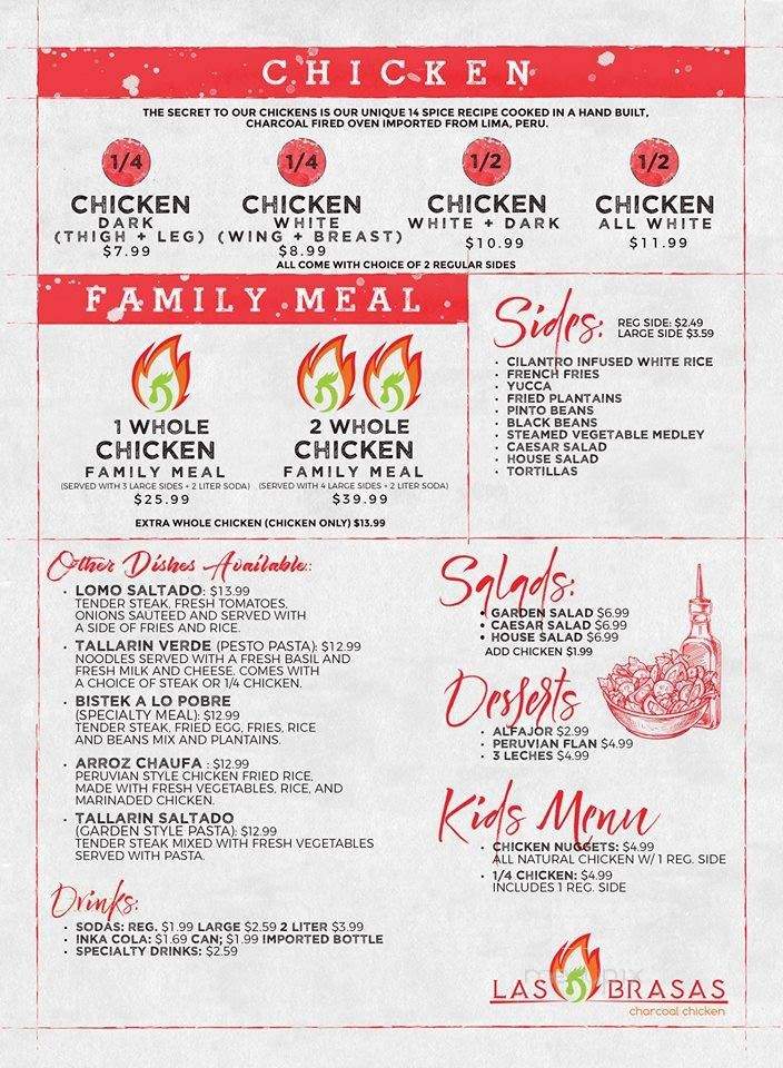 Menu of Las Brasas Charcoal Chicken in Houston, TX 77082