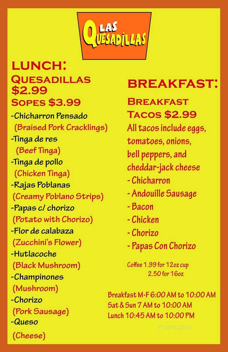 Las Quesadillas ATX - Austin, TX menu_pic