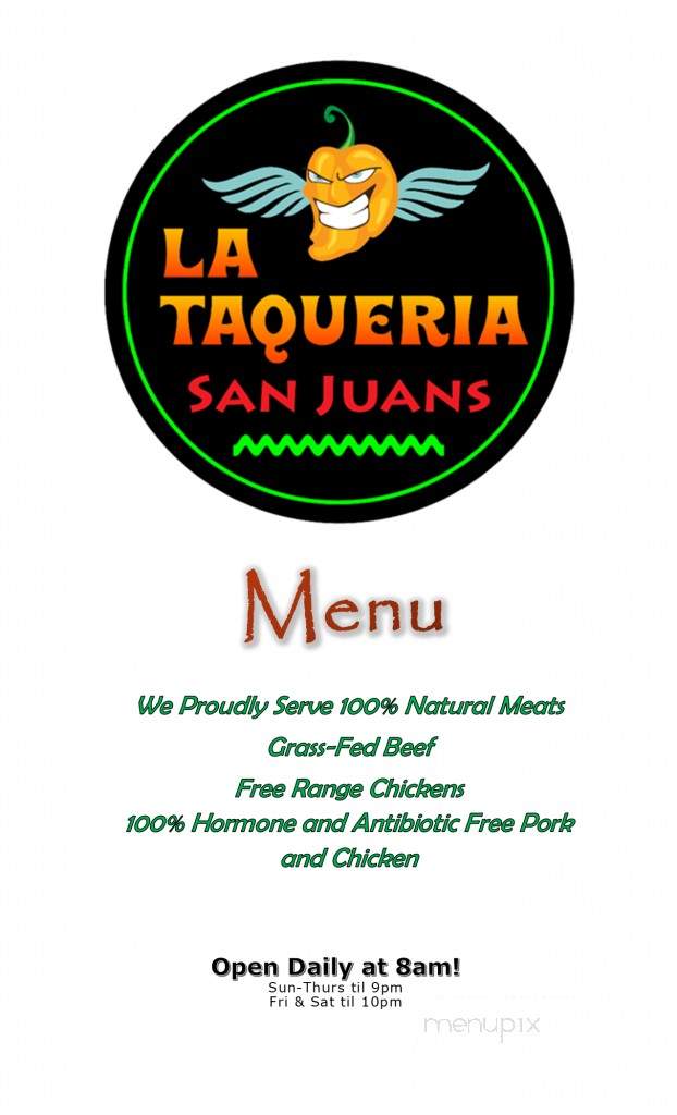La Taqueria San Juans - Pagosa Springs, CO menu_pic