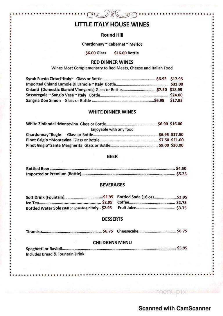 Little Italy Restaurant - Yucca Valley, CA menu_pic