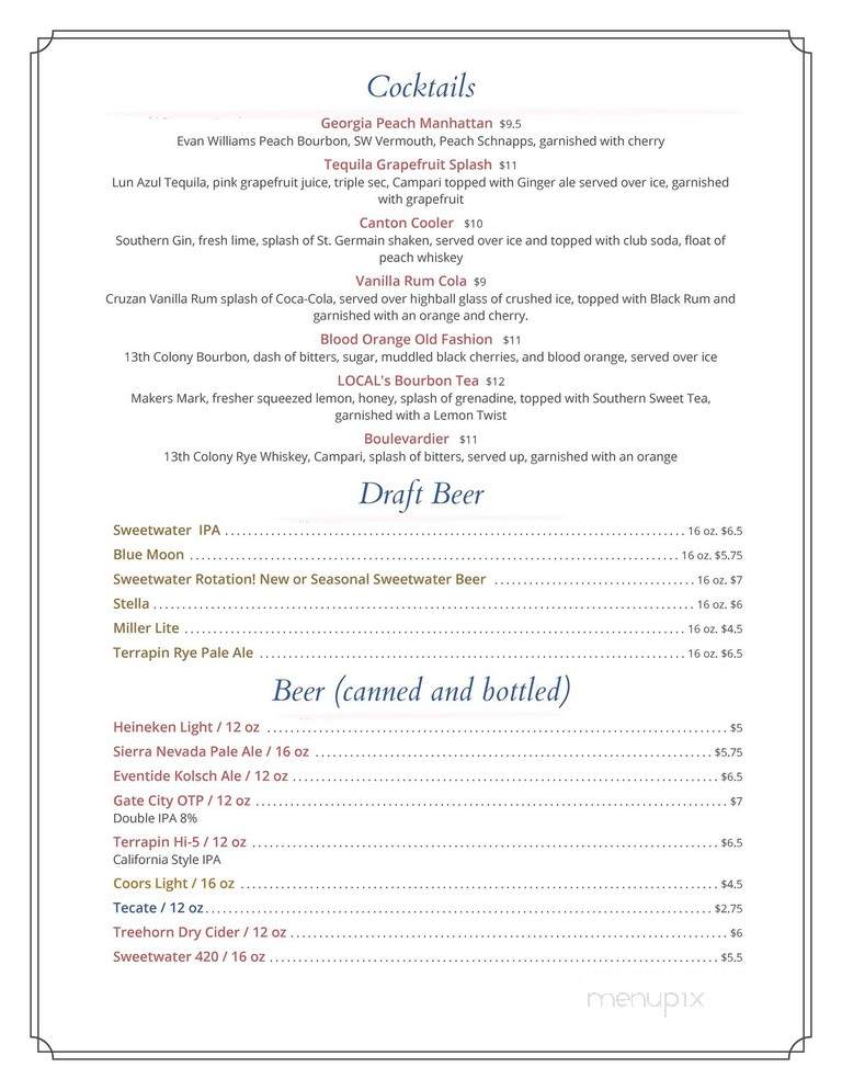 Local On North - Canton, GA menu_pic